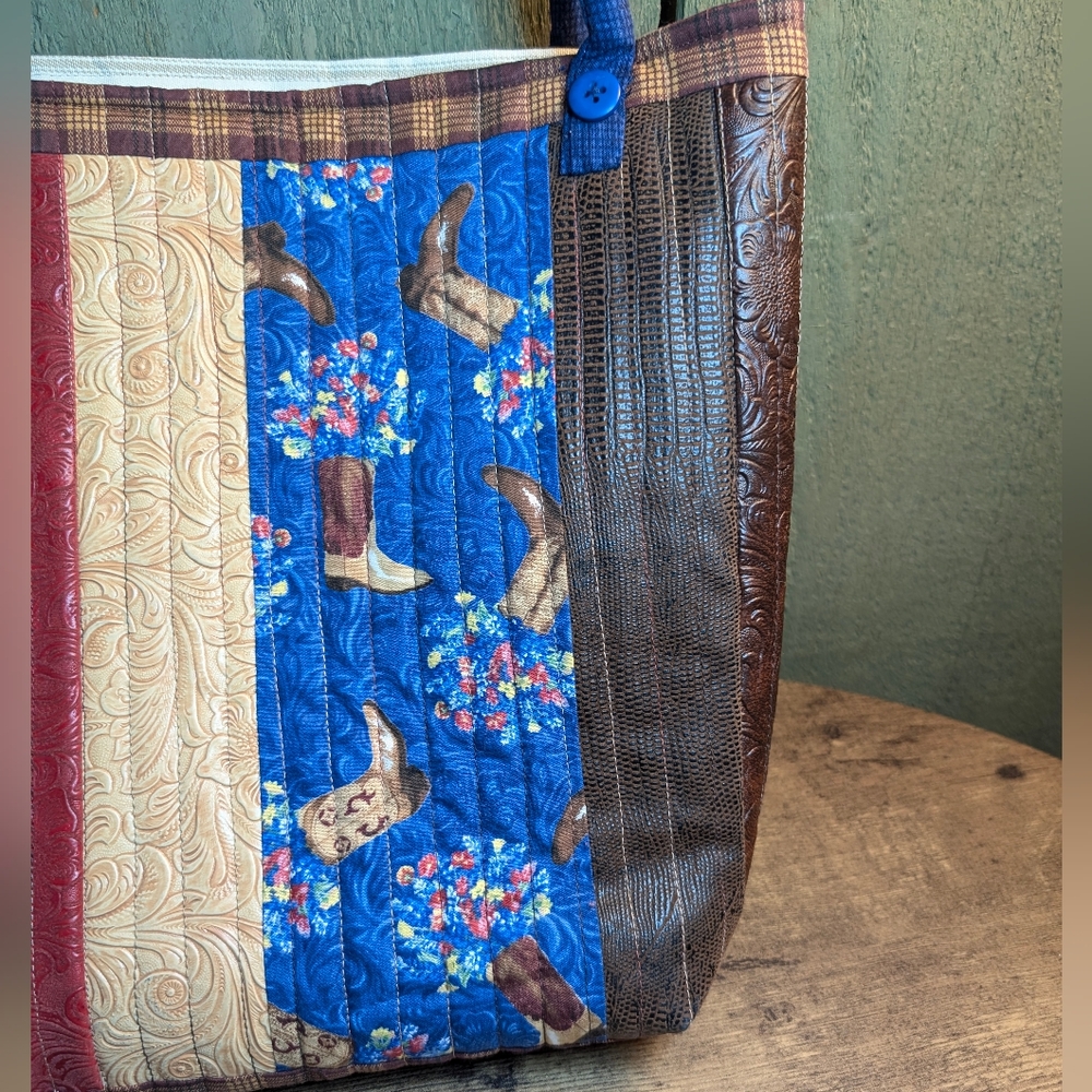Quilted Patchwork Western Tote Bag - image 3